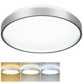 DINGLILIGHTING 24W LED Flush Mount Ceiling Light | 13 Inch Silver Fixture