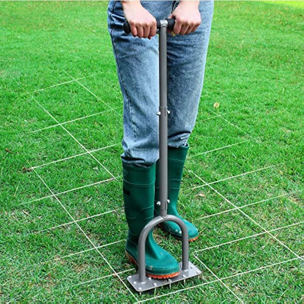 Walensee Manual Lawn Aerator – 15 Spike Iron Dethatching Tool for Yard