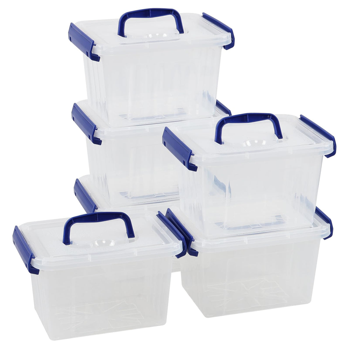 Hayixia 6 Pack 3 Litre Clear Storage Boxes with Lids, Small Plastic Organiser Container Box - image 1