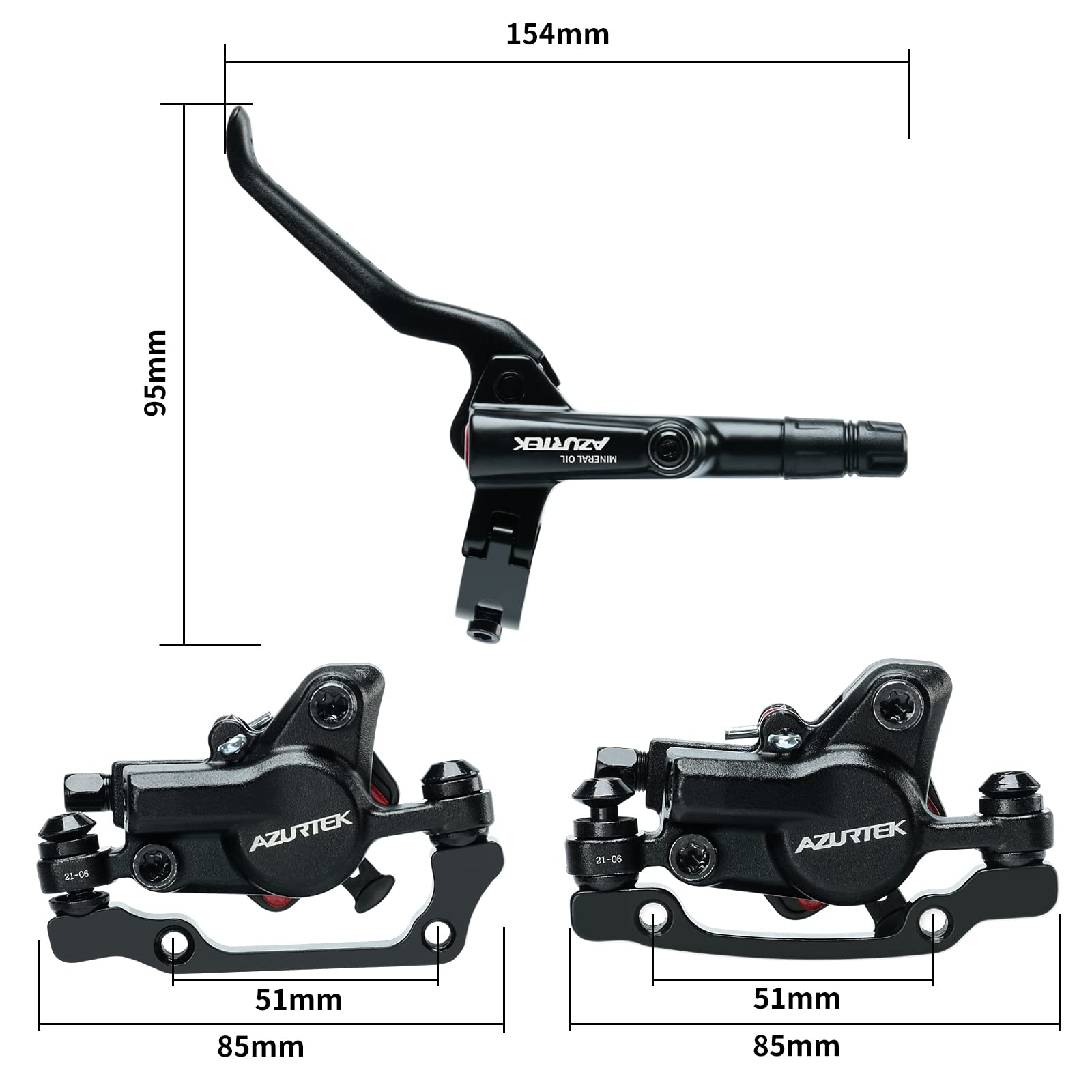 RUJOI Hydraulic Bike Disc Brake Kit - Aluminum Alloy Set with 160mm Rotors