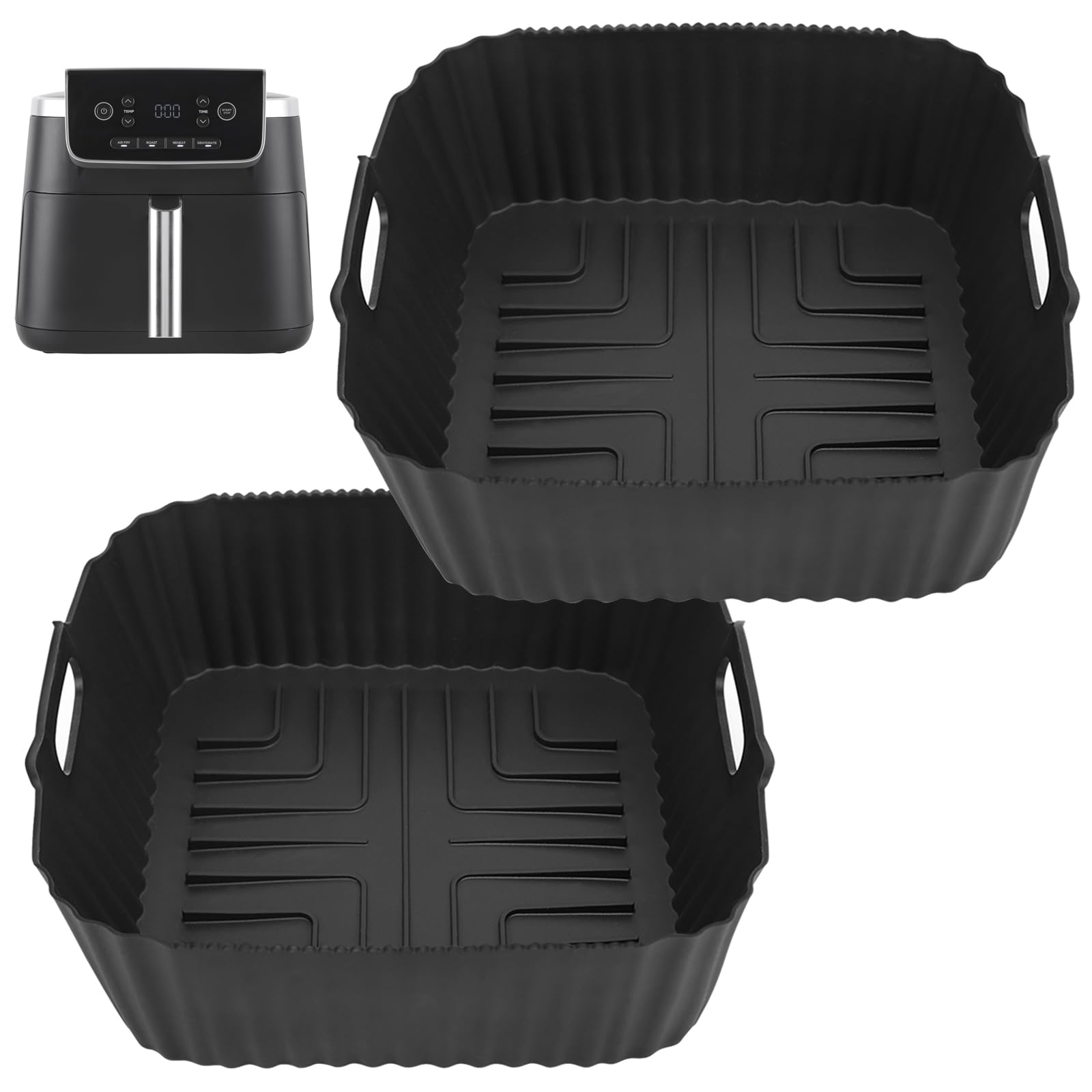 GINOYA 2pcs Silicone Air Fryer Liners for Ninja AF140UK AF180UK | 19cm