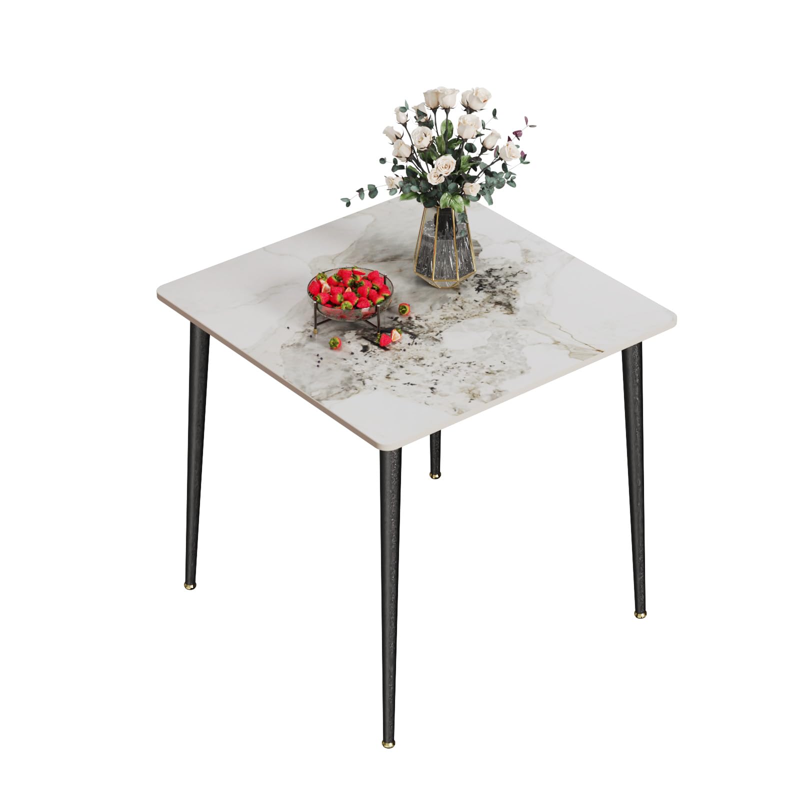 Jolof Store 80cm Square Sintered Stone Dining Table – 4 Seater Marble Top