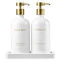 Janxin 2pcs 500ml Glass Bottles, Washing Liquid Dispenser, Shampoo and Conditioner Bottles, Soap Dispensers