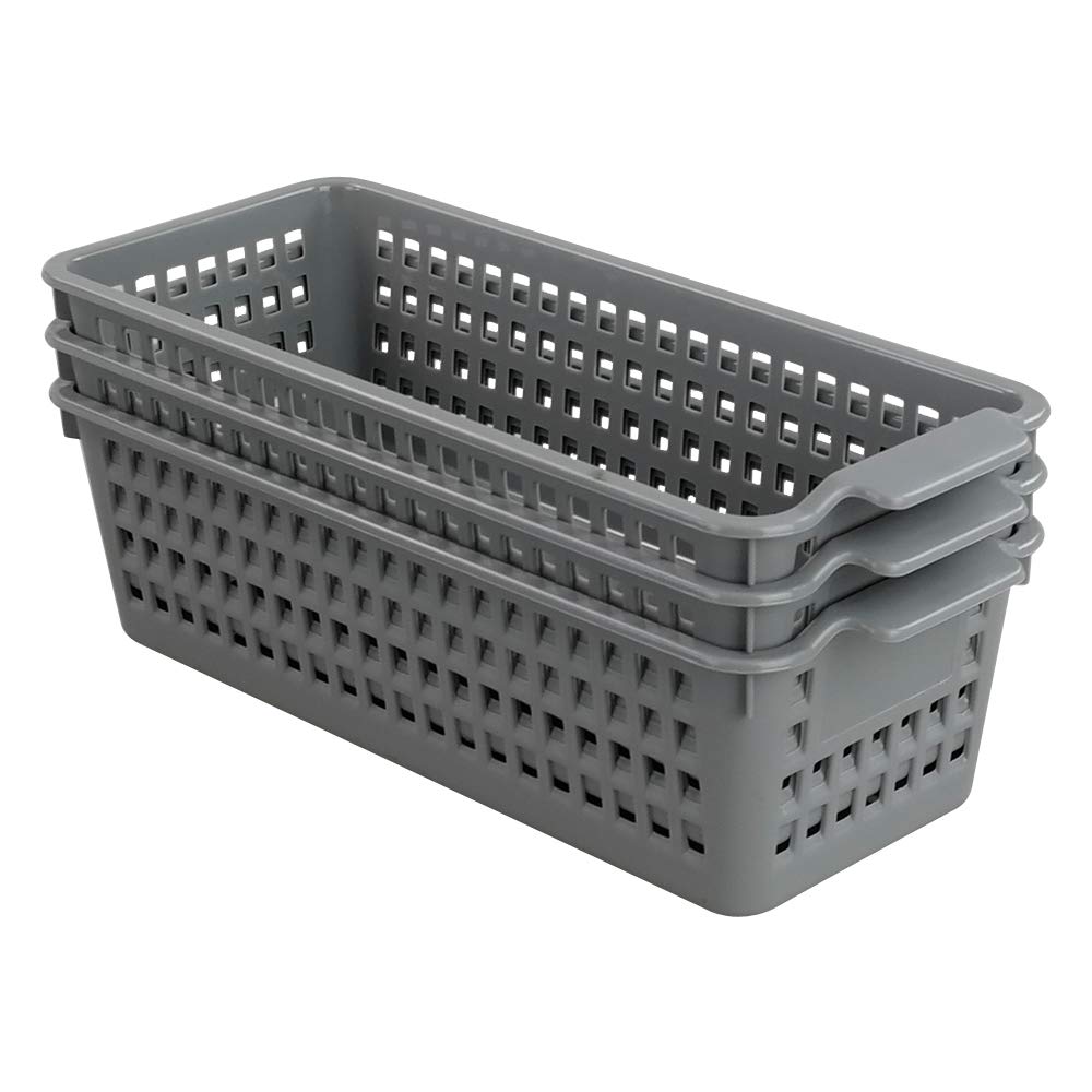 Yarebest 3-pack Small Plastic Storage Basket, Slim Organizer Baskets - image 1
