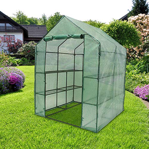 Relaxdays Walk-in Garden Greenhouse - 8 Shelves PE Mesh Tent - 140x190x140cm