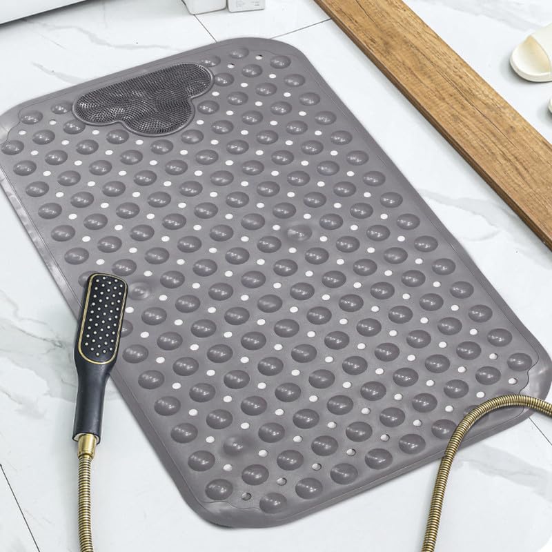 Cozy Haven Non-Slip Bath Mat – Anti-Mould PVC Foot Massager, Grey