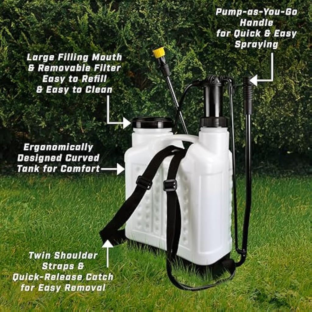 Faithfull 16L Knapsack Pressure Sprayer | Garden Pump with 3 Nozzles