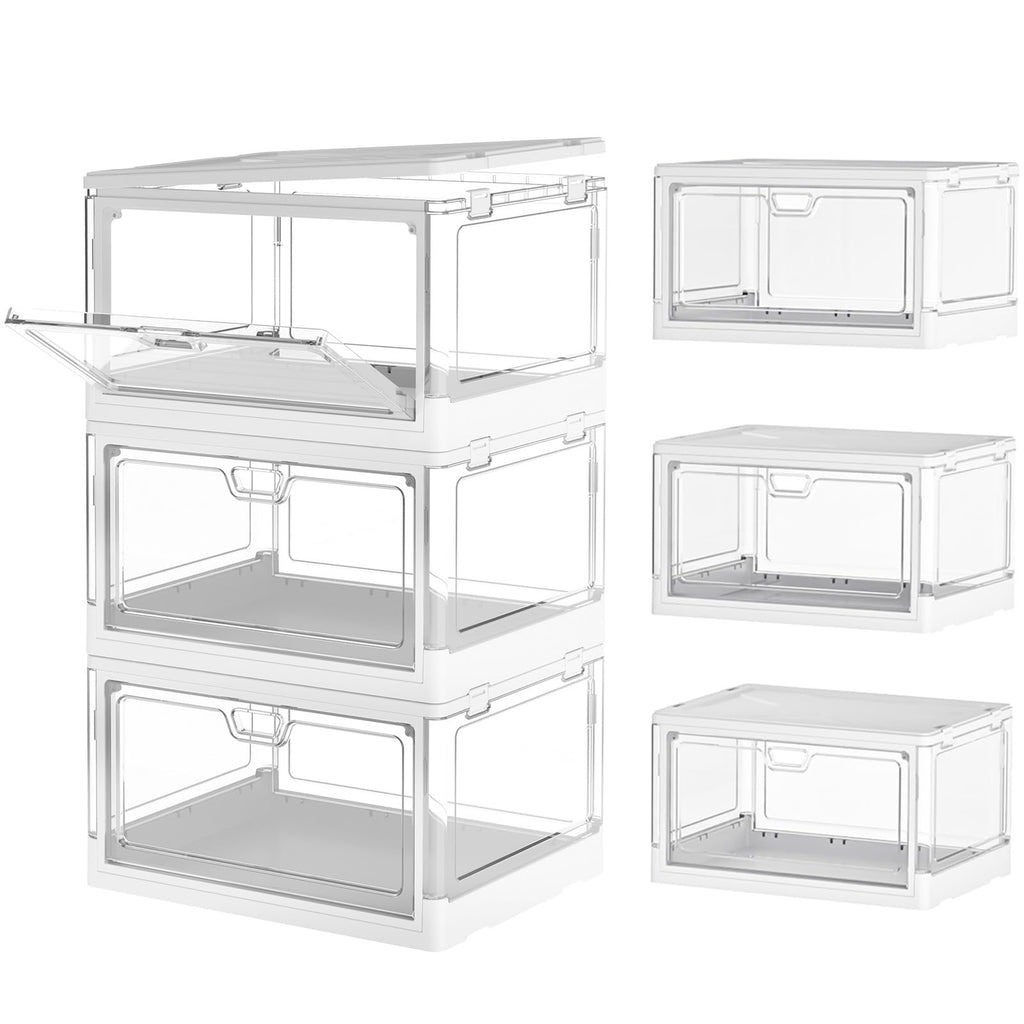 TidyTrove Stackable Plastic Storage Boxes with Lids – 25L Foldable 3-Pack