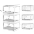 TidyTrove Stackable Plastic Storage Boxes with Lids – 25L Foldable 3-Pack
