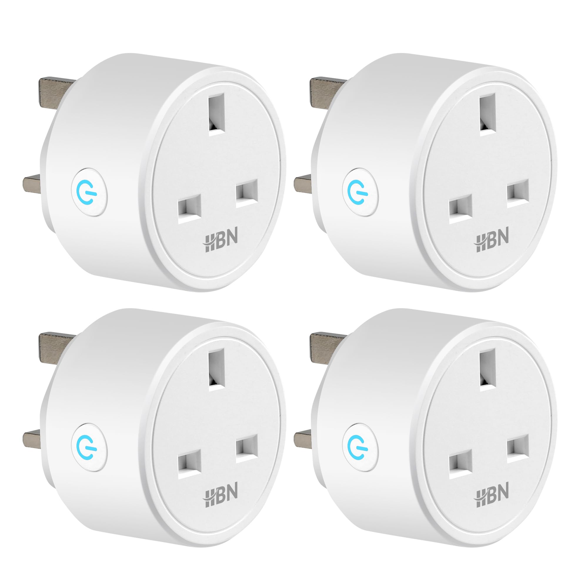 HBN Smart Plug WiFi Socket for Alexa & Google Home, 13A - 4 Pack