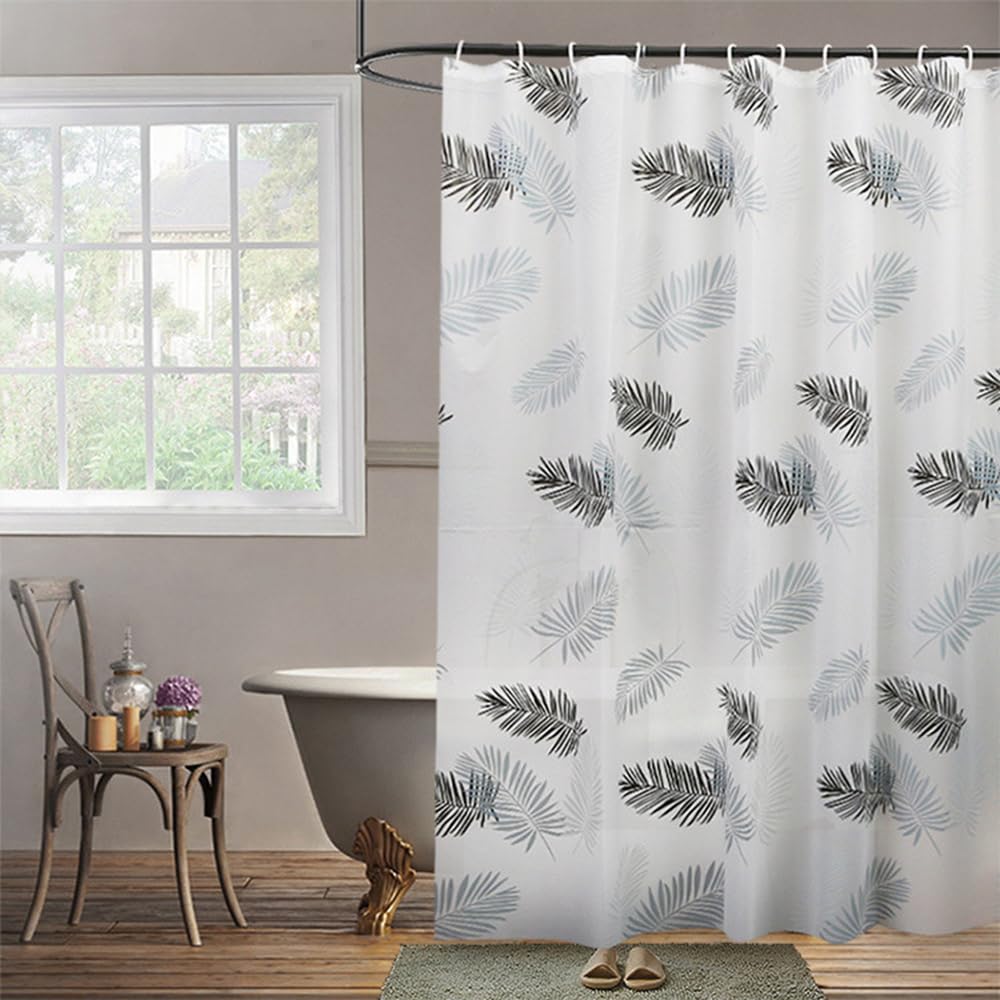 Jolof Store PEVA Shower Curtain – Extra Wide Waterproof Mold Proof Black Leaves