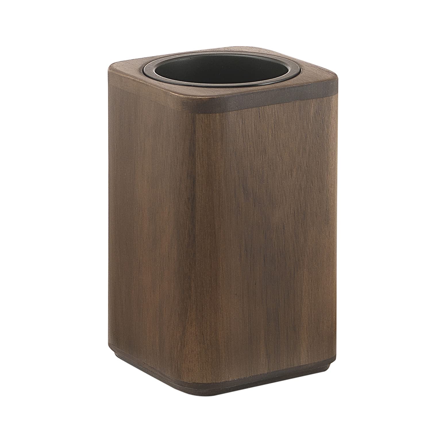 Gedy Dafne Toothbrush Holder – Walnut Bamboo Bathroom Organizer