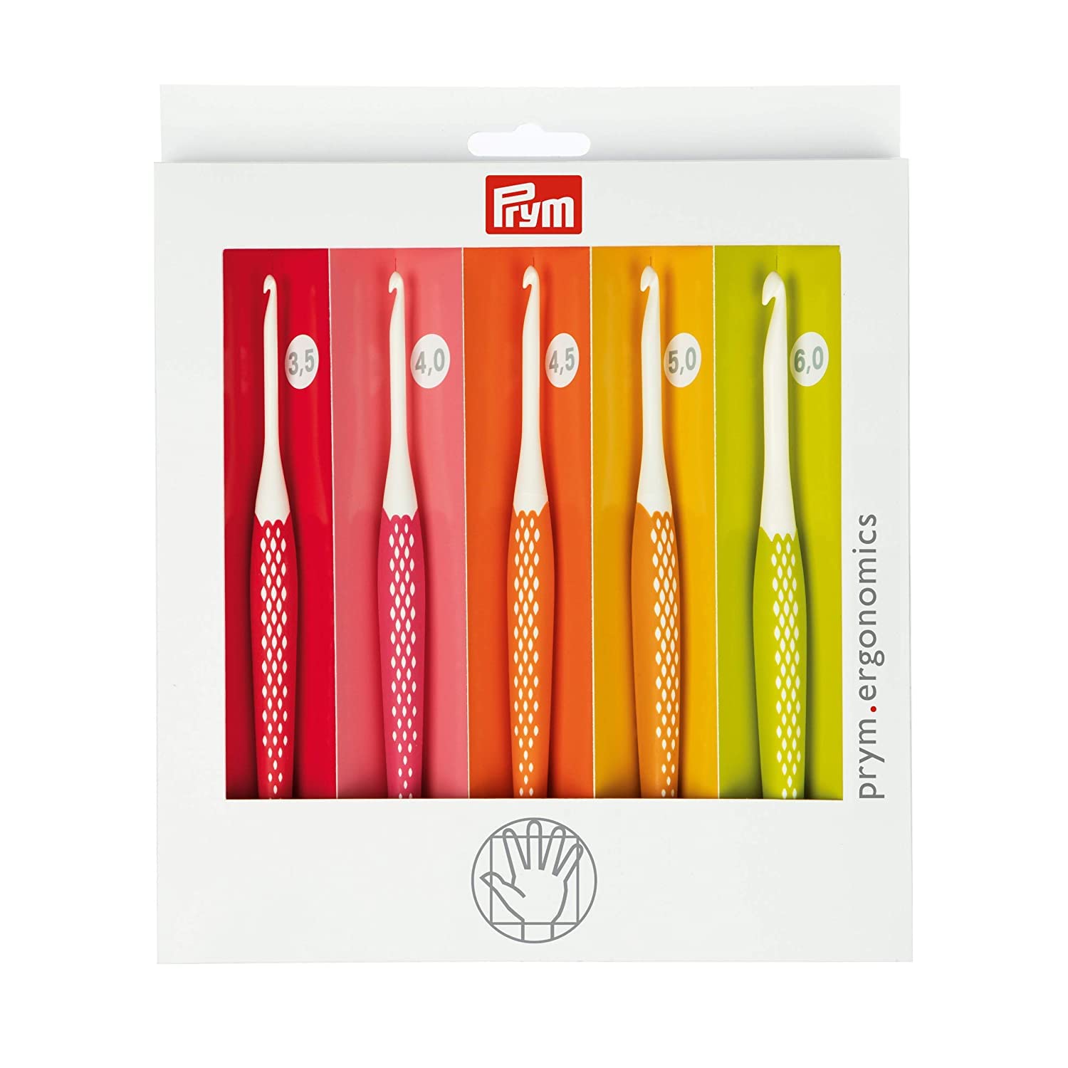 Prym Ergonomic Crochet Hook Set for Wool - 5 Sizes (3.5mm to 6.0mm)
