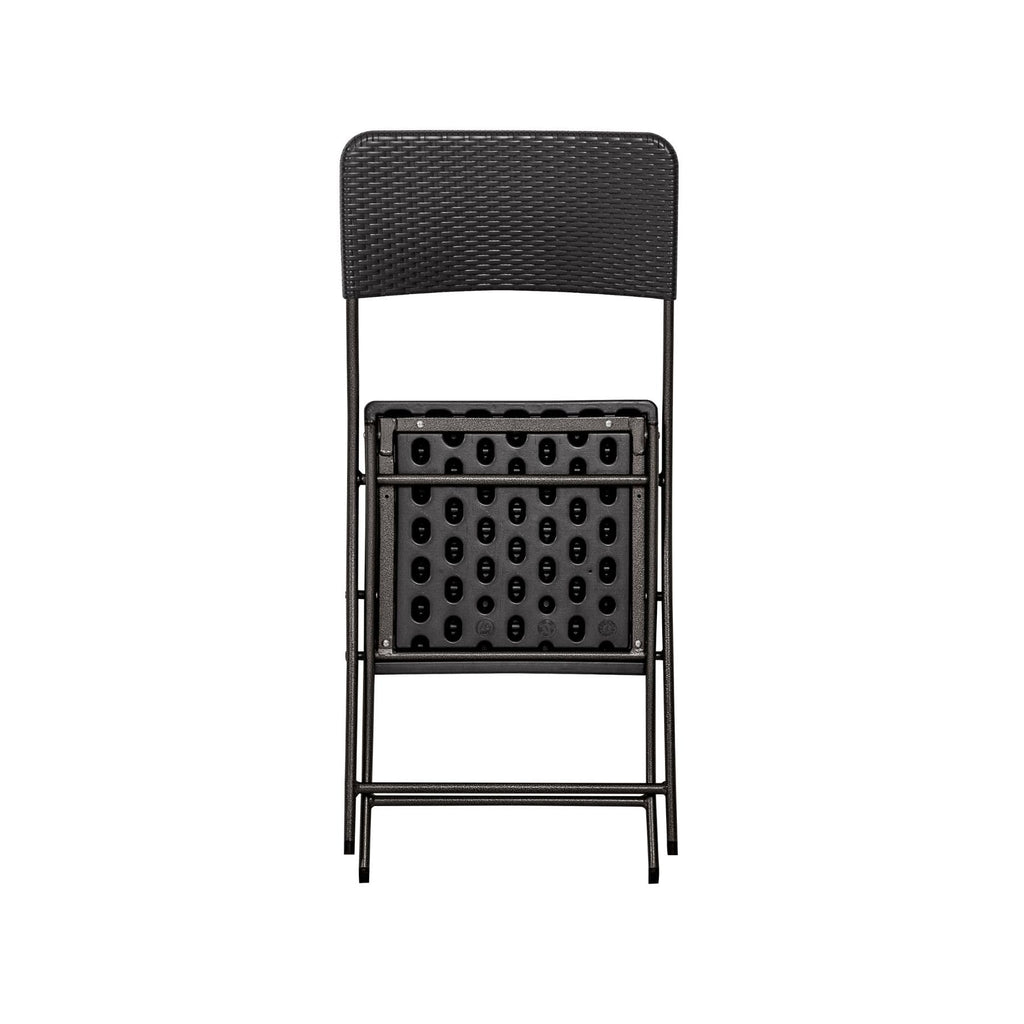 Home Source 3-Piece Folding Bistro Set | Black Steel & HDPE Patio Set