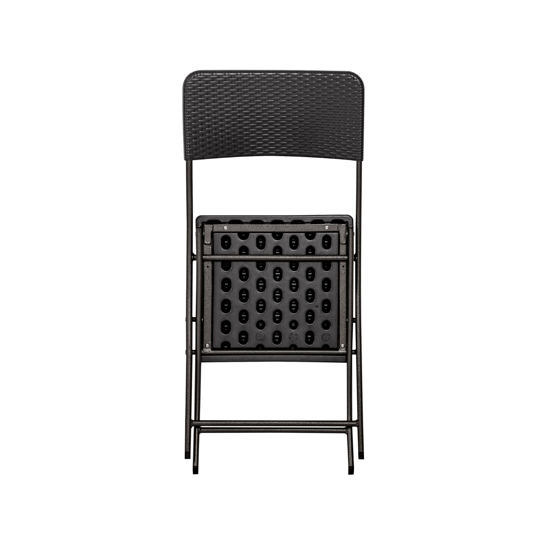 Home Source 3-Piece Folding Bistro Set | Black Steel & HDPE Patio Set
