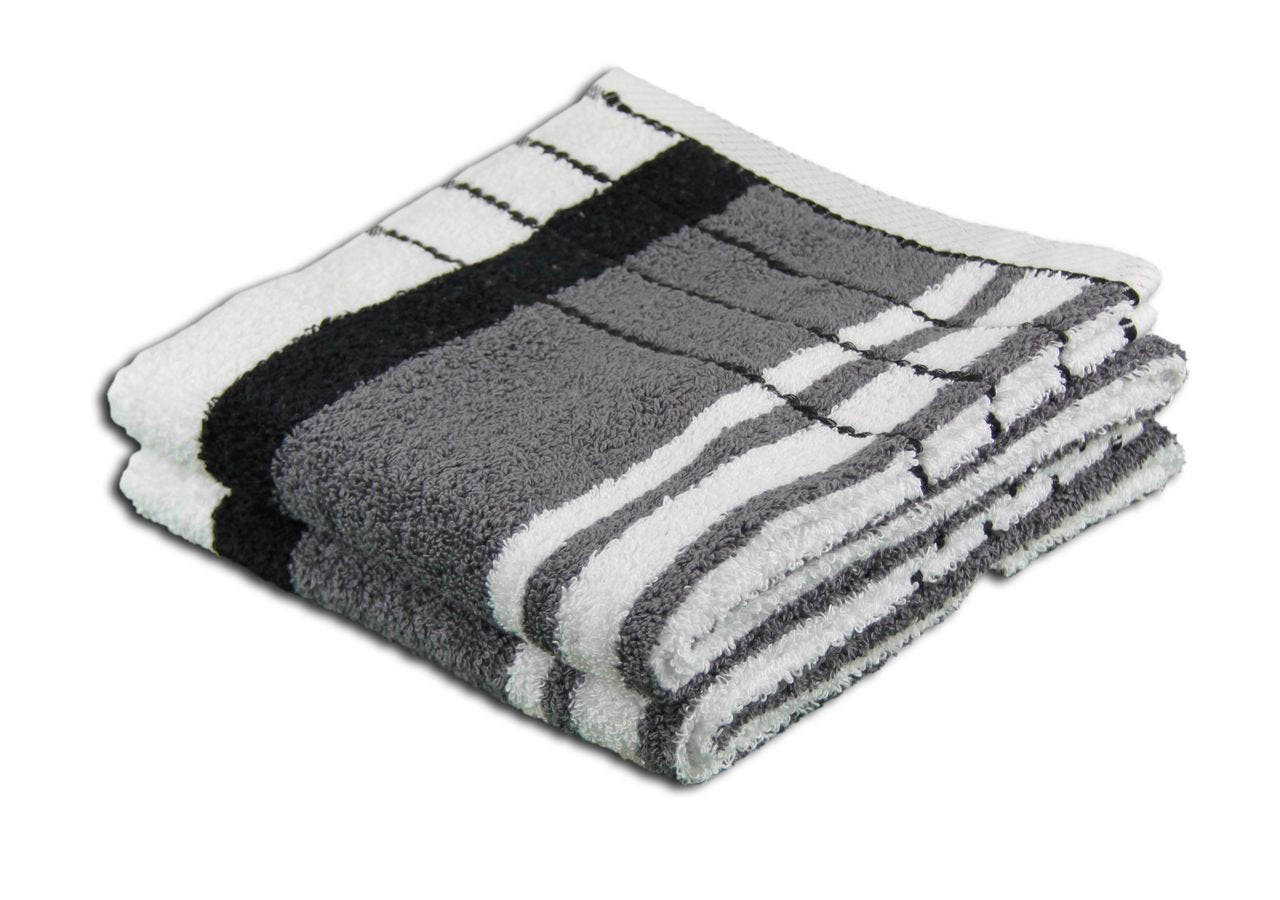 Gözze Berlin Cotton Hand Towel Set of 2 – Striped Anthracite/Black