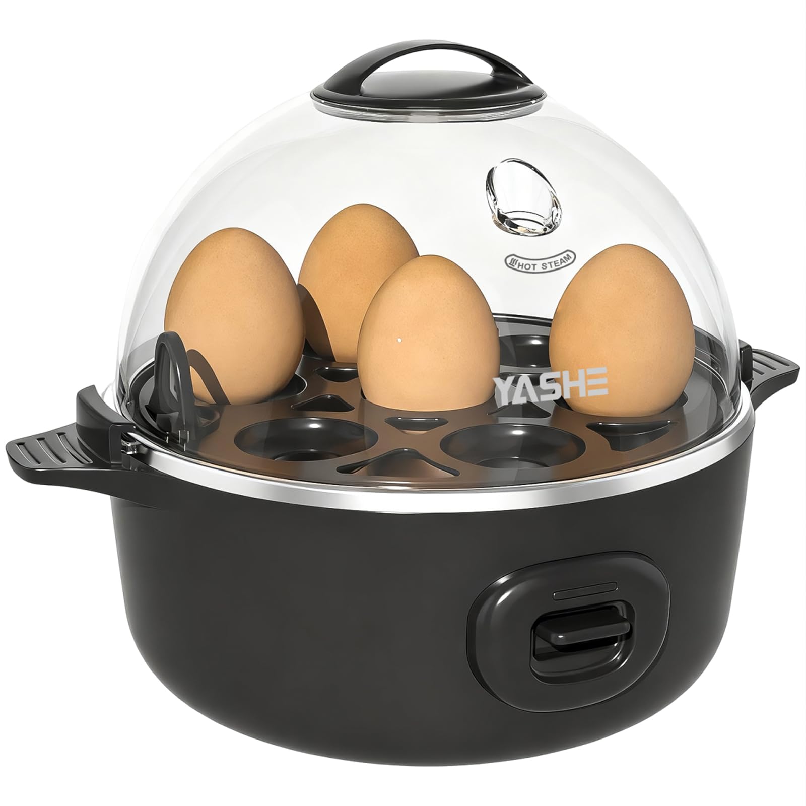 YASHE Rapid Electric Egg Cooker – 7 Egg Capacity Boiler & Poacher, Black