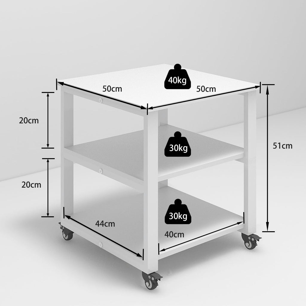 PUNCIA 3-Tier Rolling Printer Stand | Heavy Duty Under Desk Storage Cart