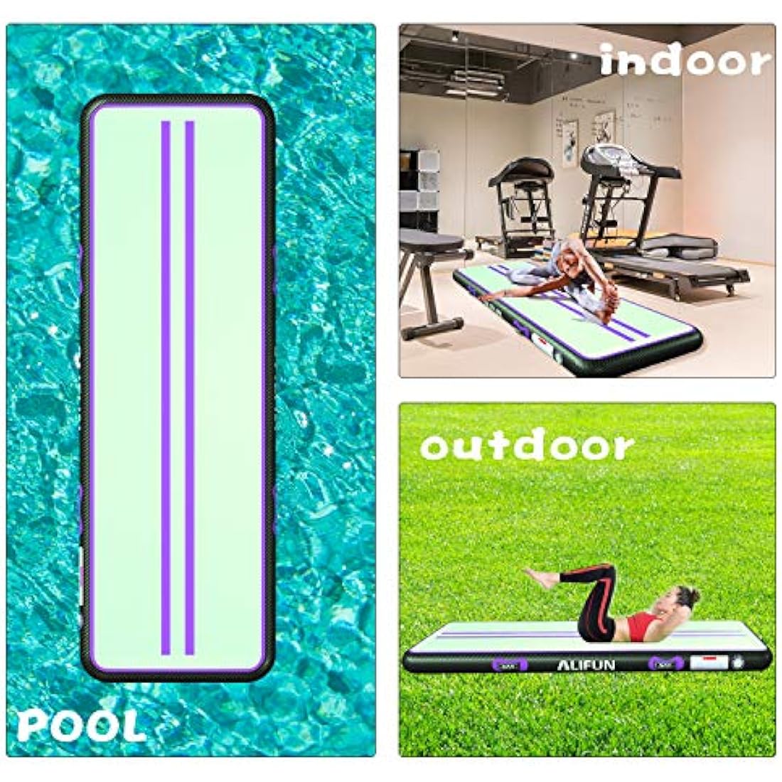 ALIFUN Inflatable Gymnastics Air Tumbling Mat with Electric Pump – 10cm