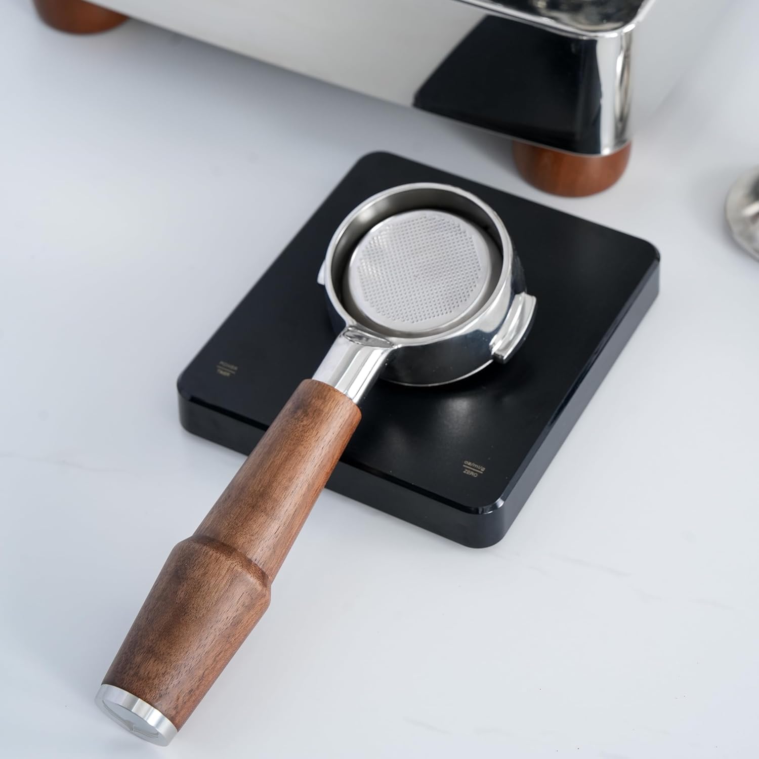 KNODOS Bottomless Naked Portafilter | Walnut Handle | E61 58mm Grouphead
