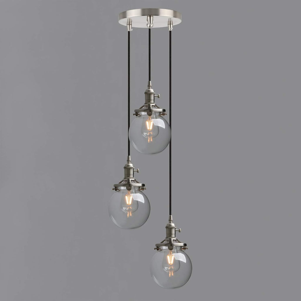 Phansthy 3-Light Cluster Chandelier – Vintage Globe Glass Pendant