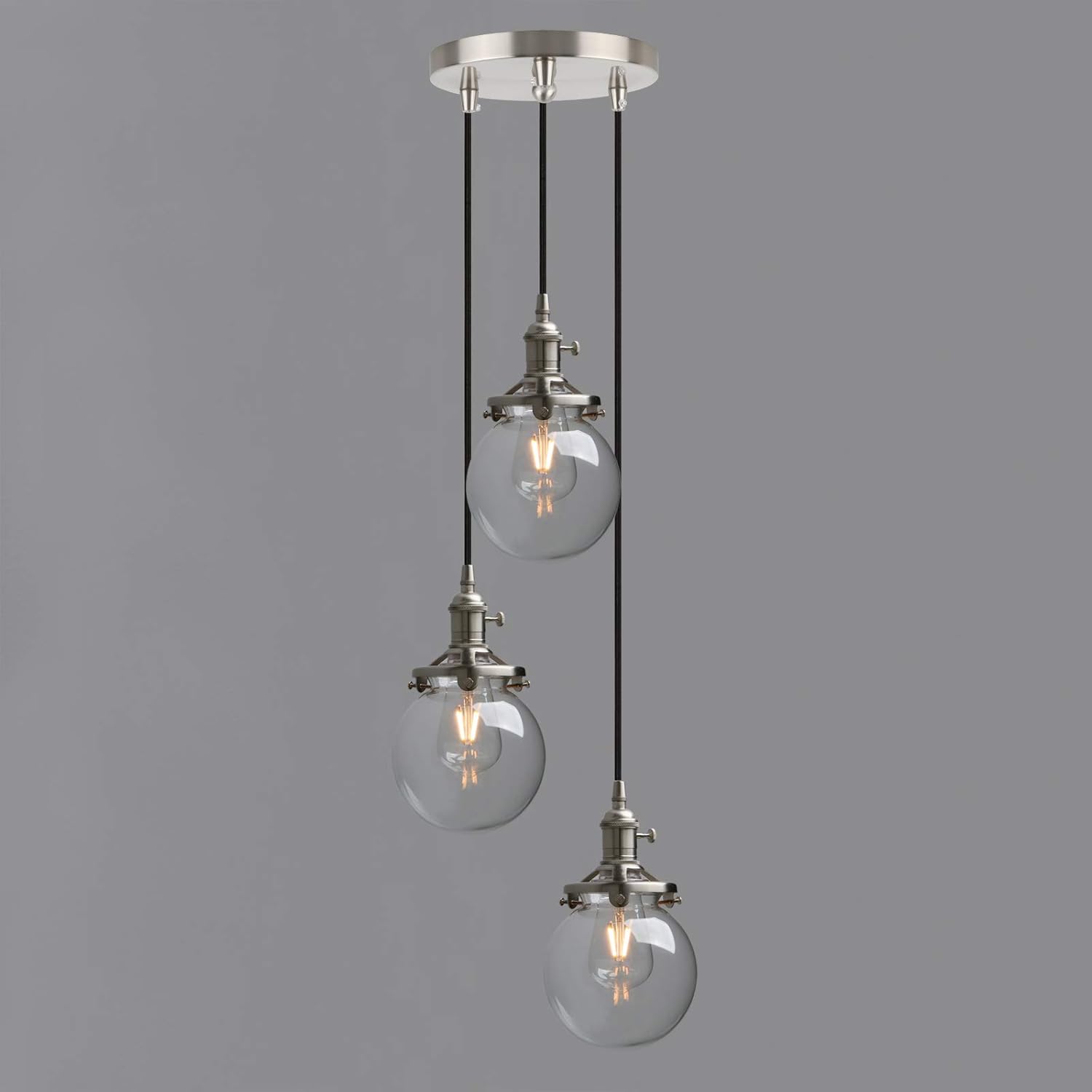 Phansthy 3-Light Cluster Chandelier – Vintage Globe Glass Pendant