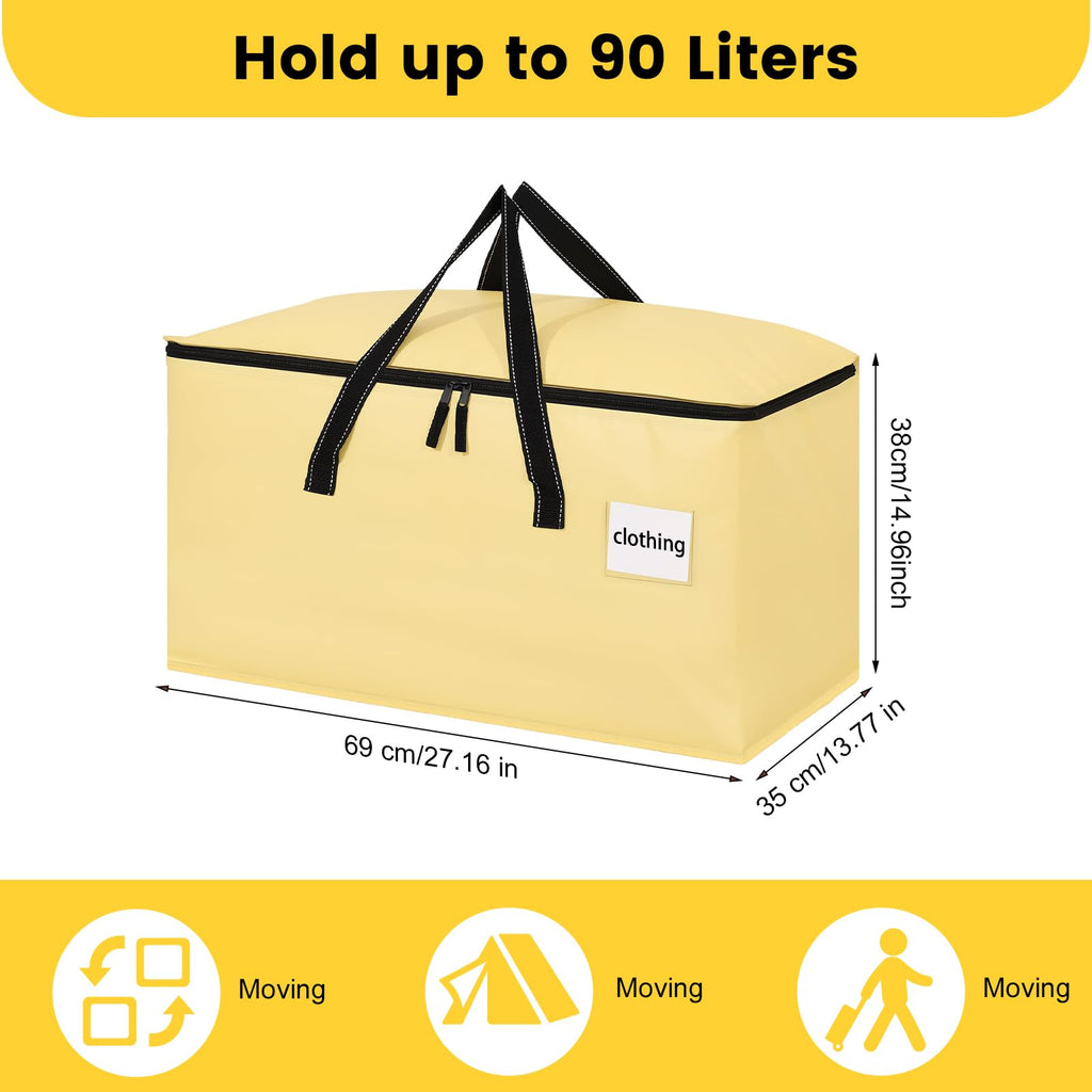 Dntorx 4 Pack 90L Moving Bags,Waterproof Moving Boxes with Zips,Pale Yellow - image 2