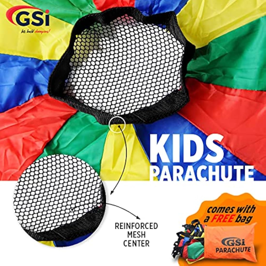 GSI Kids Rainbow Play Parachute | 30ft Durable Polyester Outdoor Toy