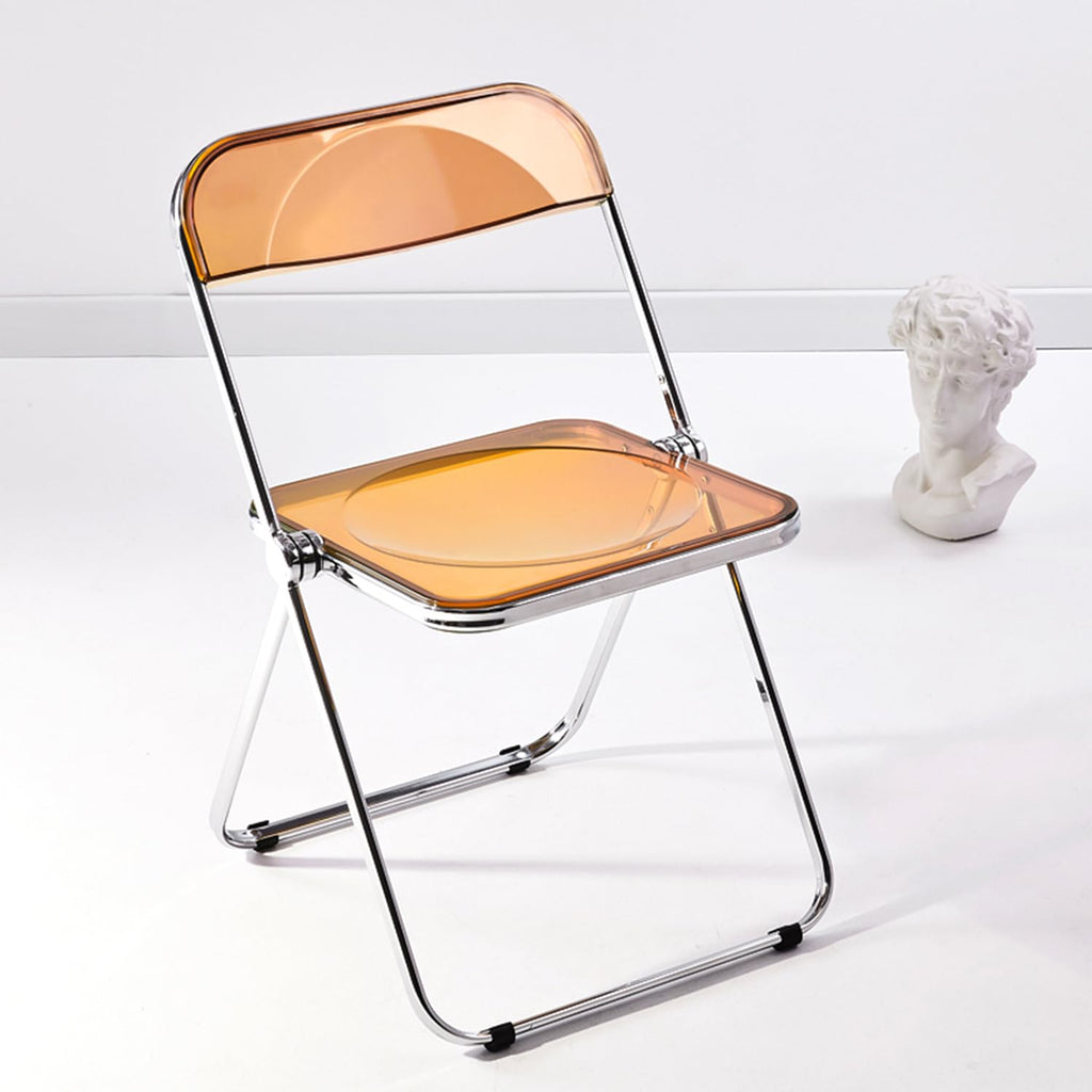 KAIHAOWIN Luxury Modern Transparent Folding Chair Acrylic Folding Chairs-Acrylic Ghost Stackable Crystal Seat-PC Plastic Living Room Seat-Chrome - image 1