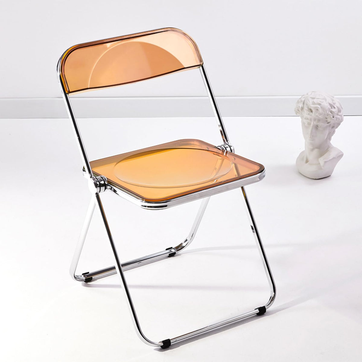 KAIHAOWIN Luxury Modern Transparent Folding Chair Acrylic Folding Chairs-Acrylic Ghost Stackable Crystal Seat-PC Plastic Living Room Seat-Chrome - image 1