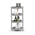 Qualiware 4 Tier Corner Shower Caddy | Rustproof ABS Standing Shelf Rack