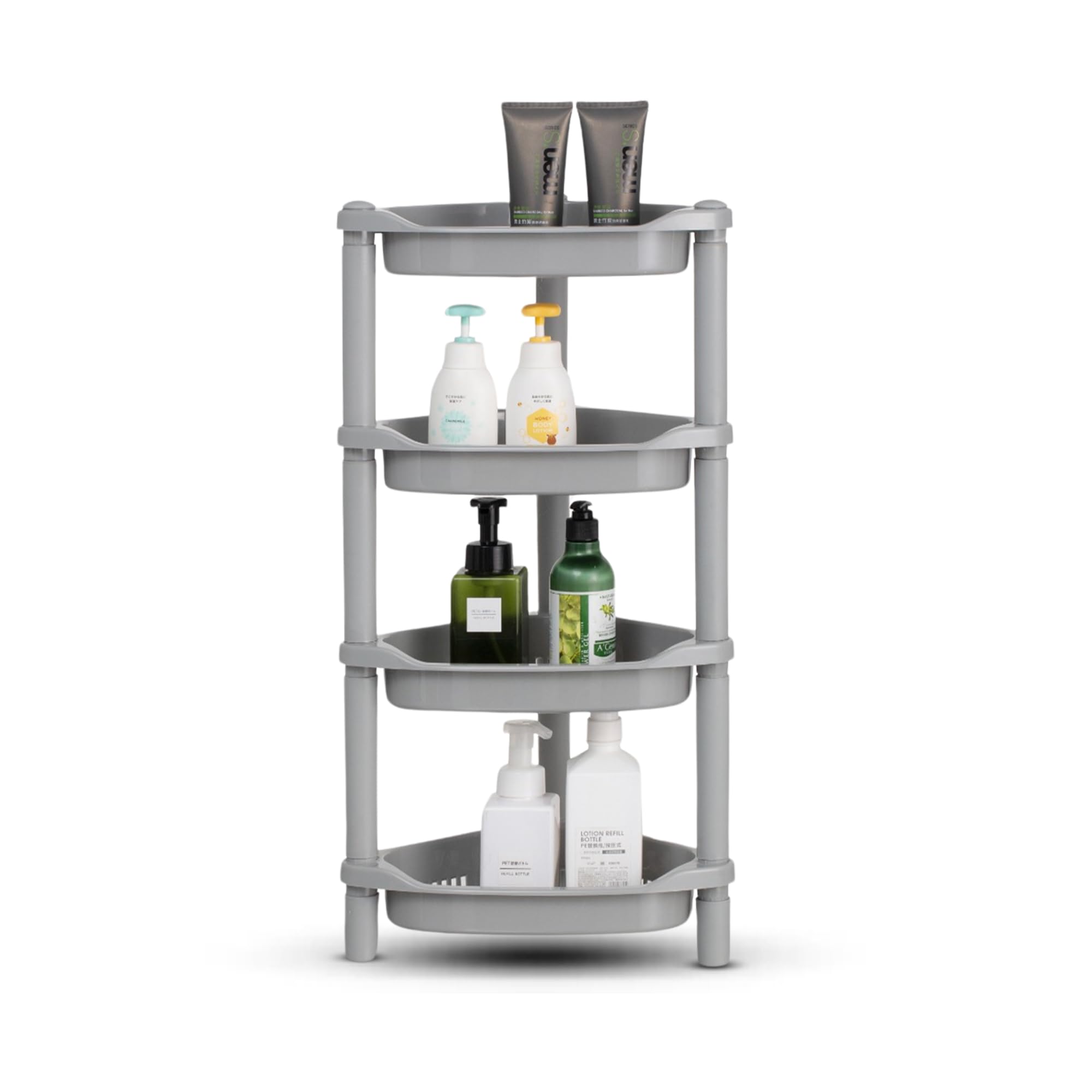 Qualiware 4 Tier Corner Shower Caddy | Rustproof ABS Standing Shelf Rack
