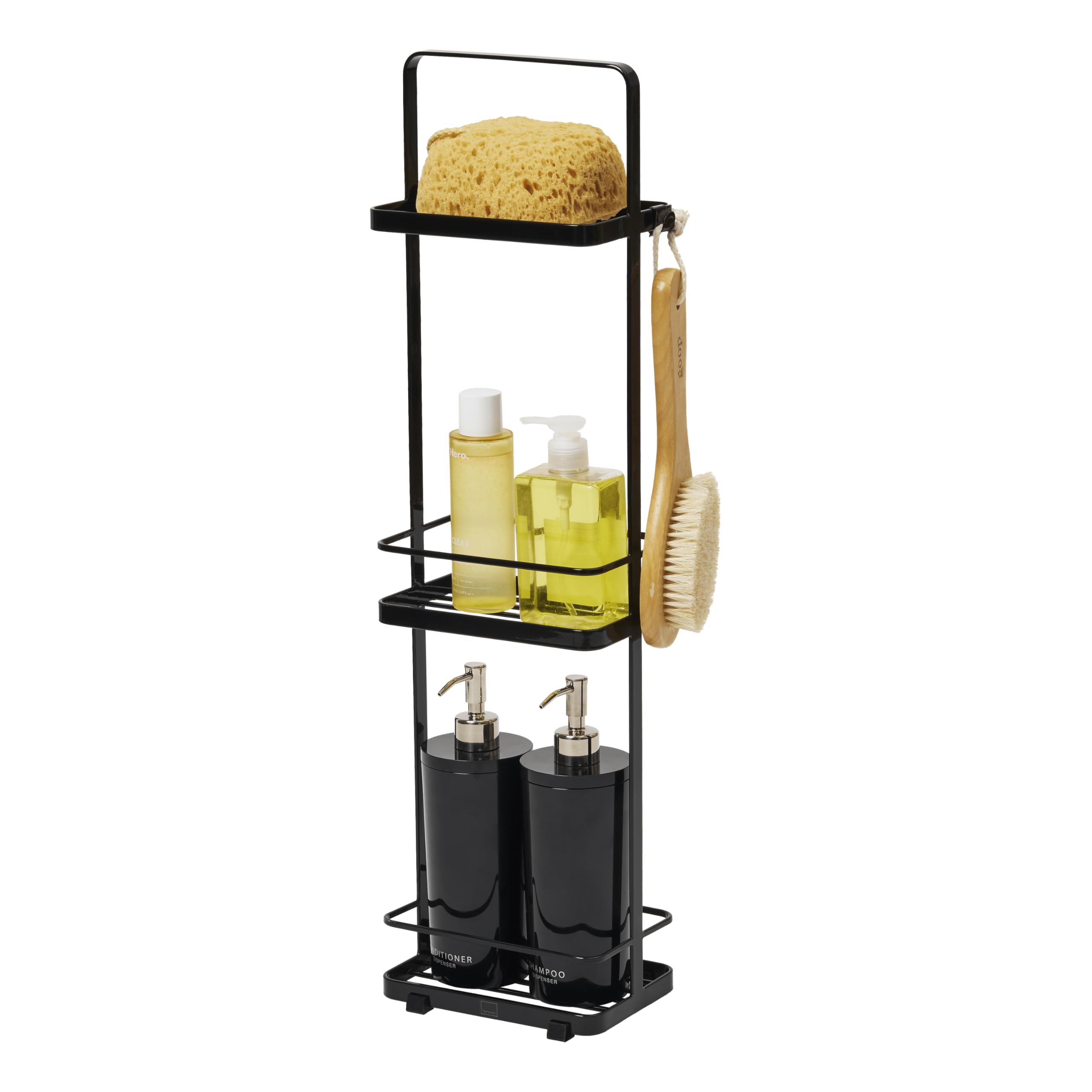 Yamazaki Tower 3-Tiered Slim Bath Rack | Minimalist Steel Shower Organizer