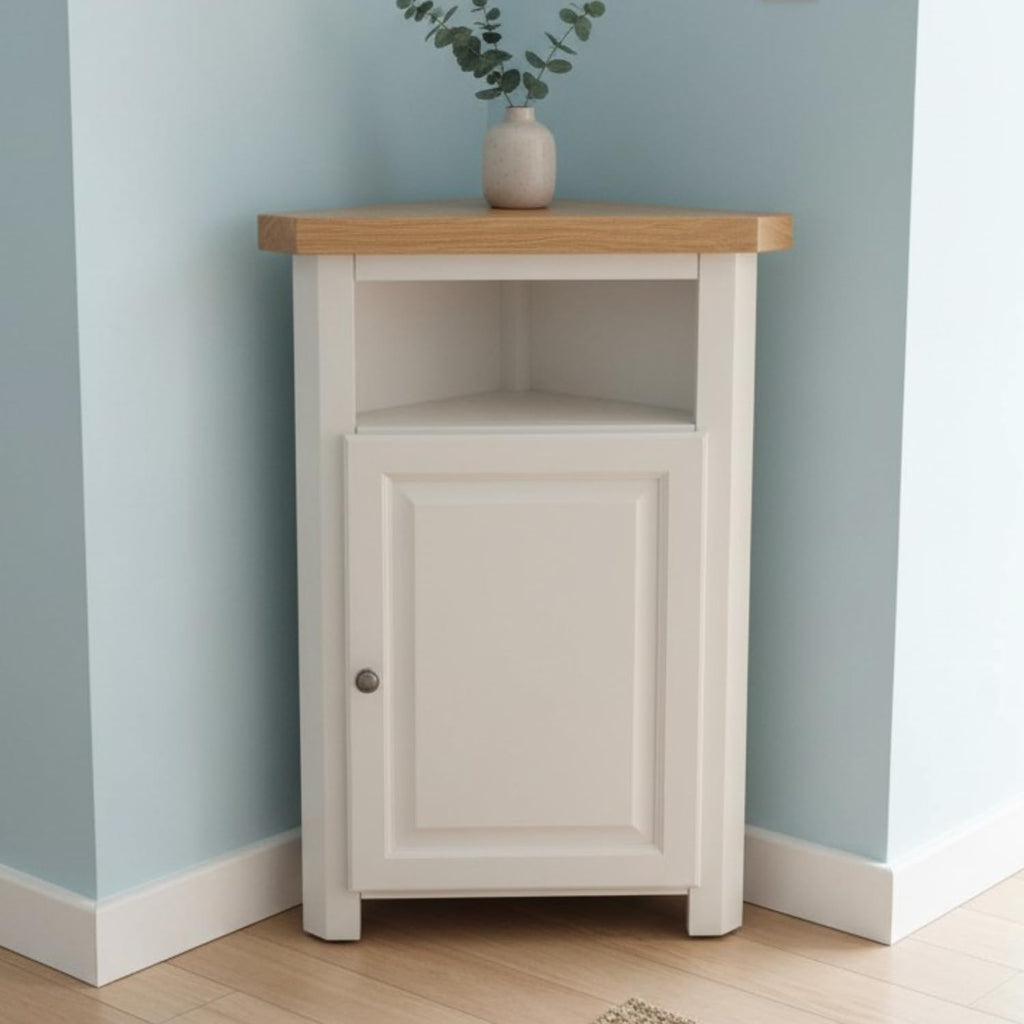 GROF GROFurniture Snow White finish Tall Corner Cabinet, Triangle Unit open compartment with shelf fit all Livingroom, Bathroom & Hallway - image 4
