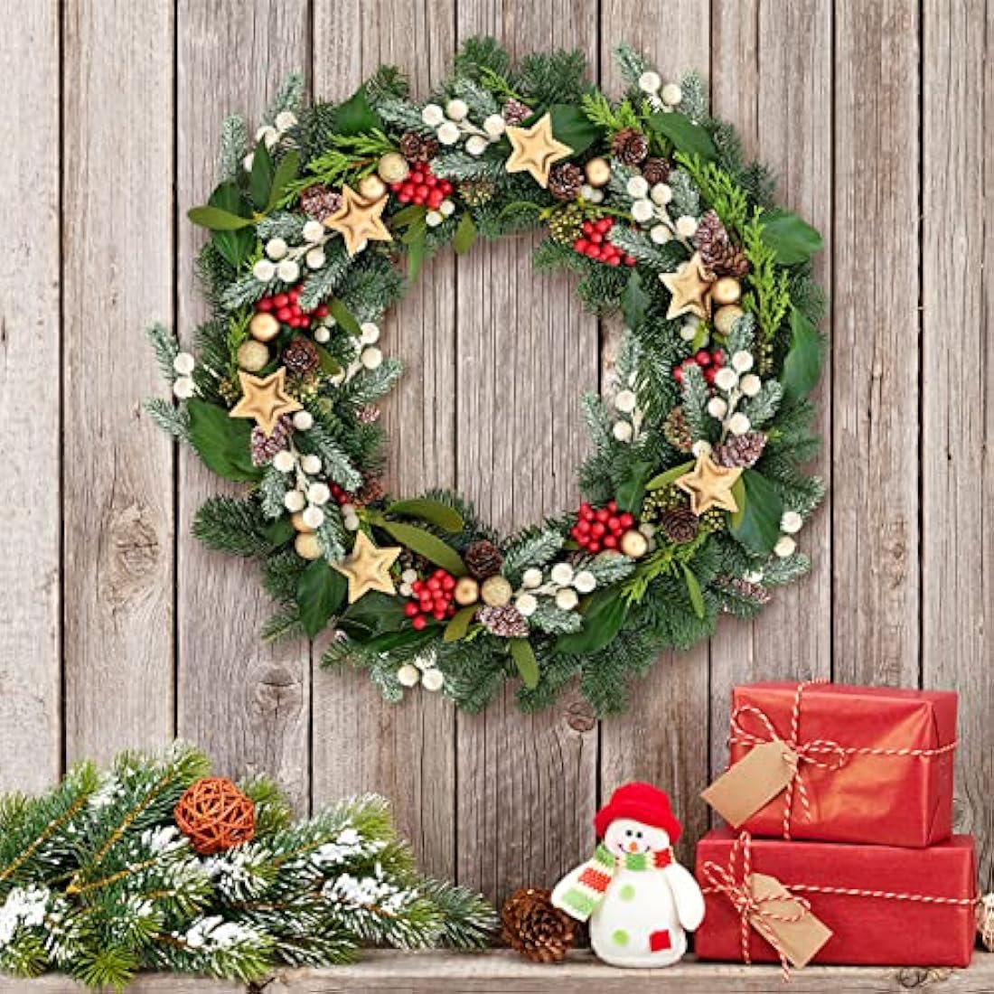 Jolof Store 10 Pcs Artificial Pine Branches with White Berries & Cones