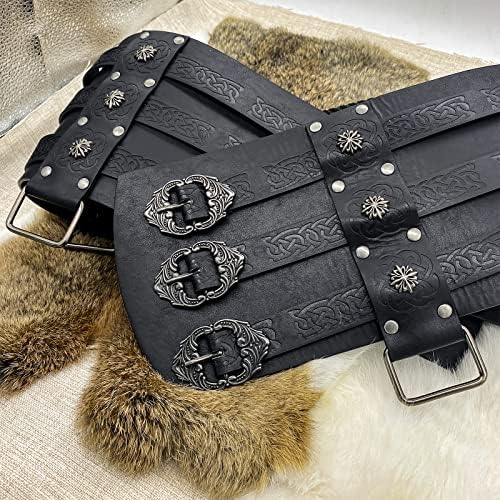 HiiFeuer Viking Waist Armor – Norse Faux Leather Medieval Knight Belt
