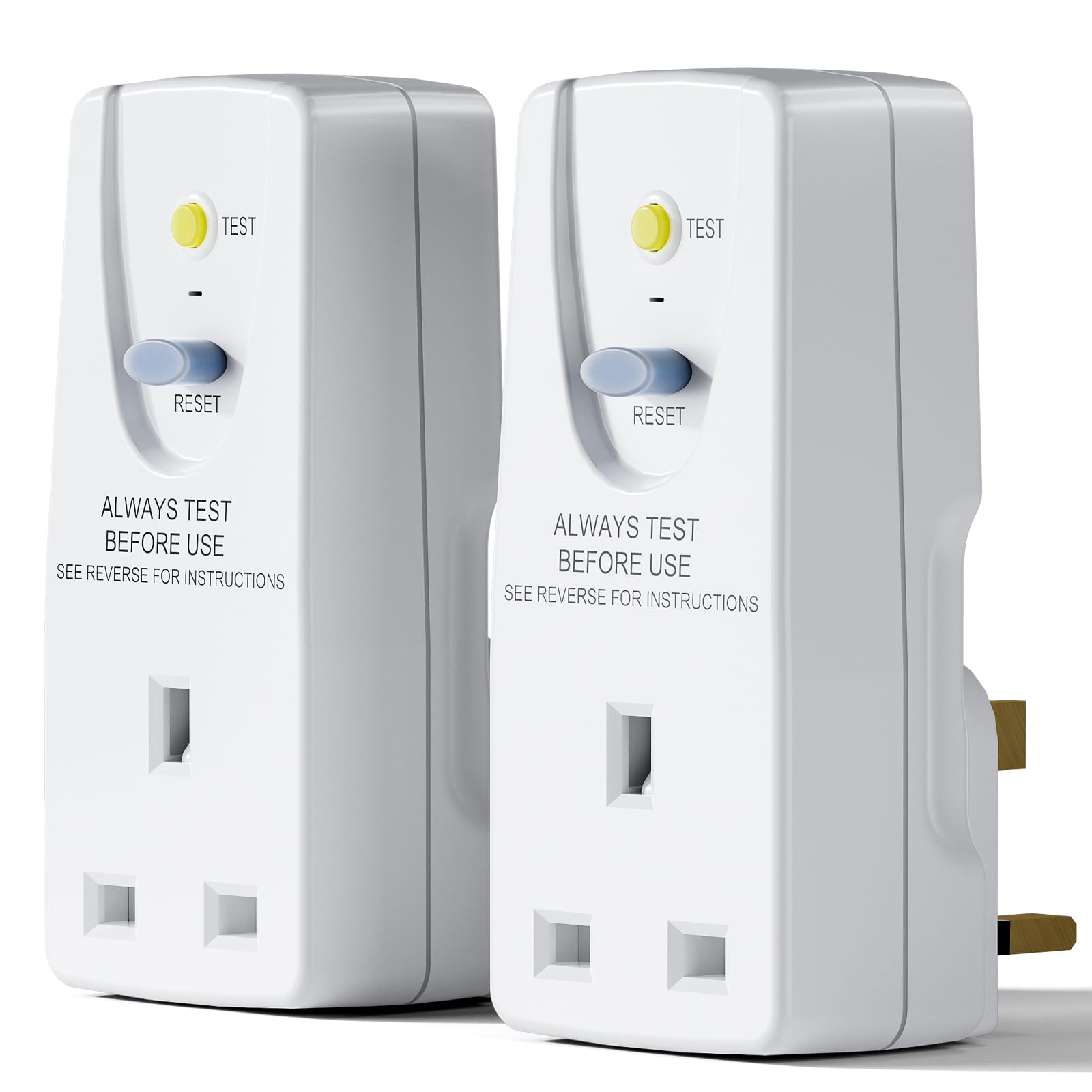 EXNICEXI RCD Safety Adaptor Plug | 13A UK Leakage Protection – 2 Pack