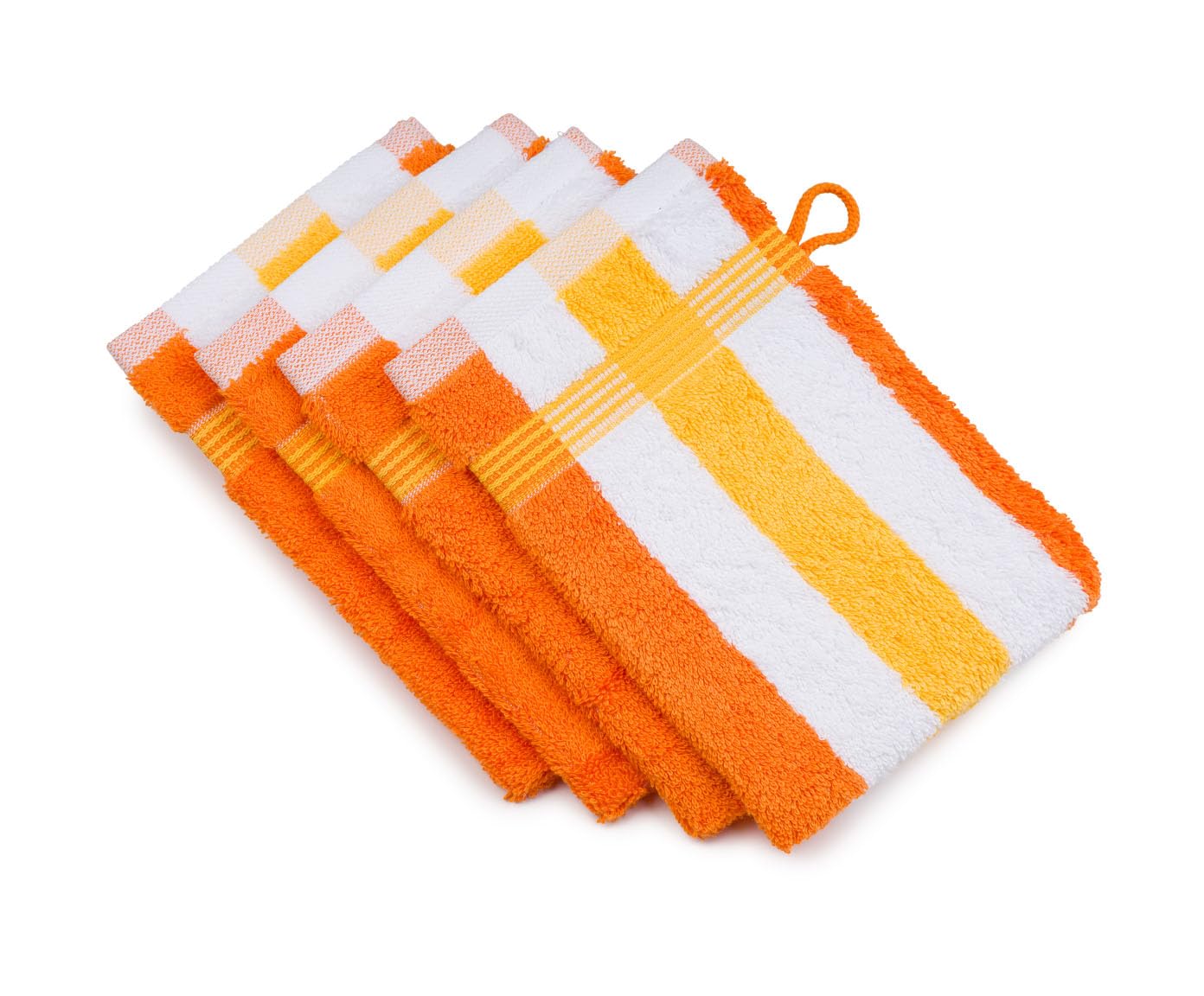 Gözze New York Cotton Bath Mitts – Set of 4 Soft Striped Shower Gloves