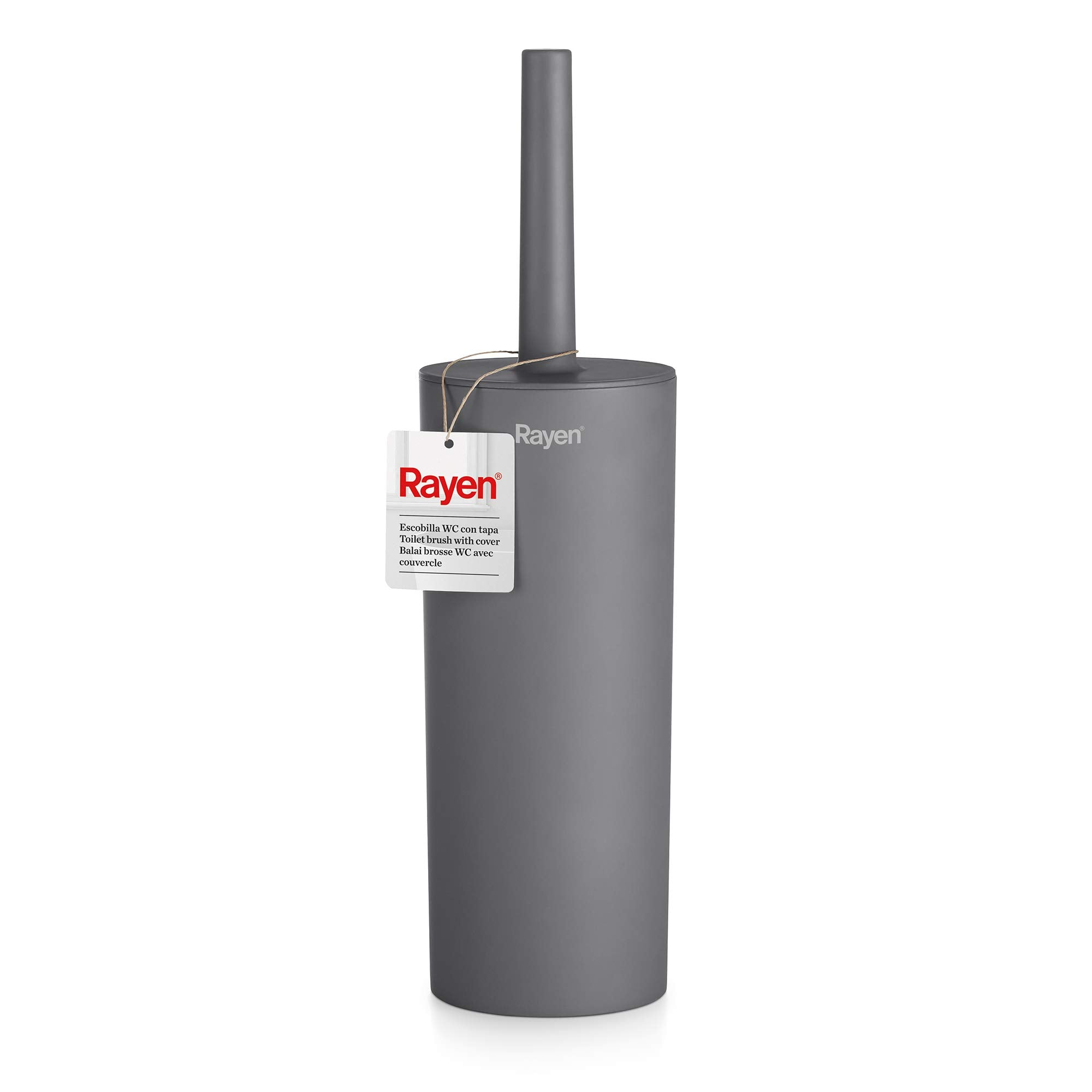 Rayen Soft Touch Toilet Brush with Lid – Durable Grey ABS WC Cleaner