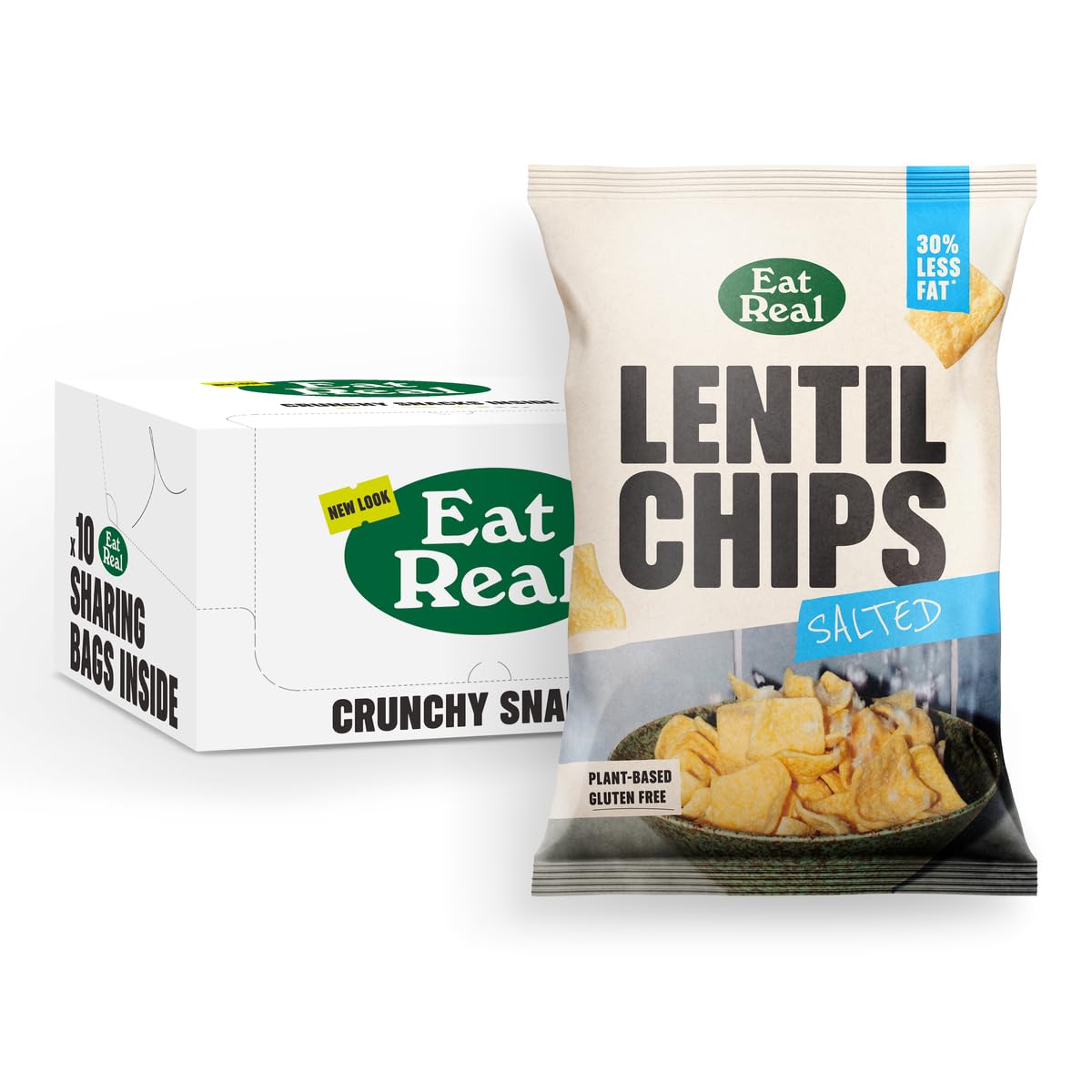 Eat Real Salted Lentil Chips | Gluten-Free & Vegan Snacks | 10 x 95g