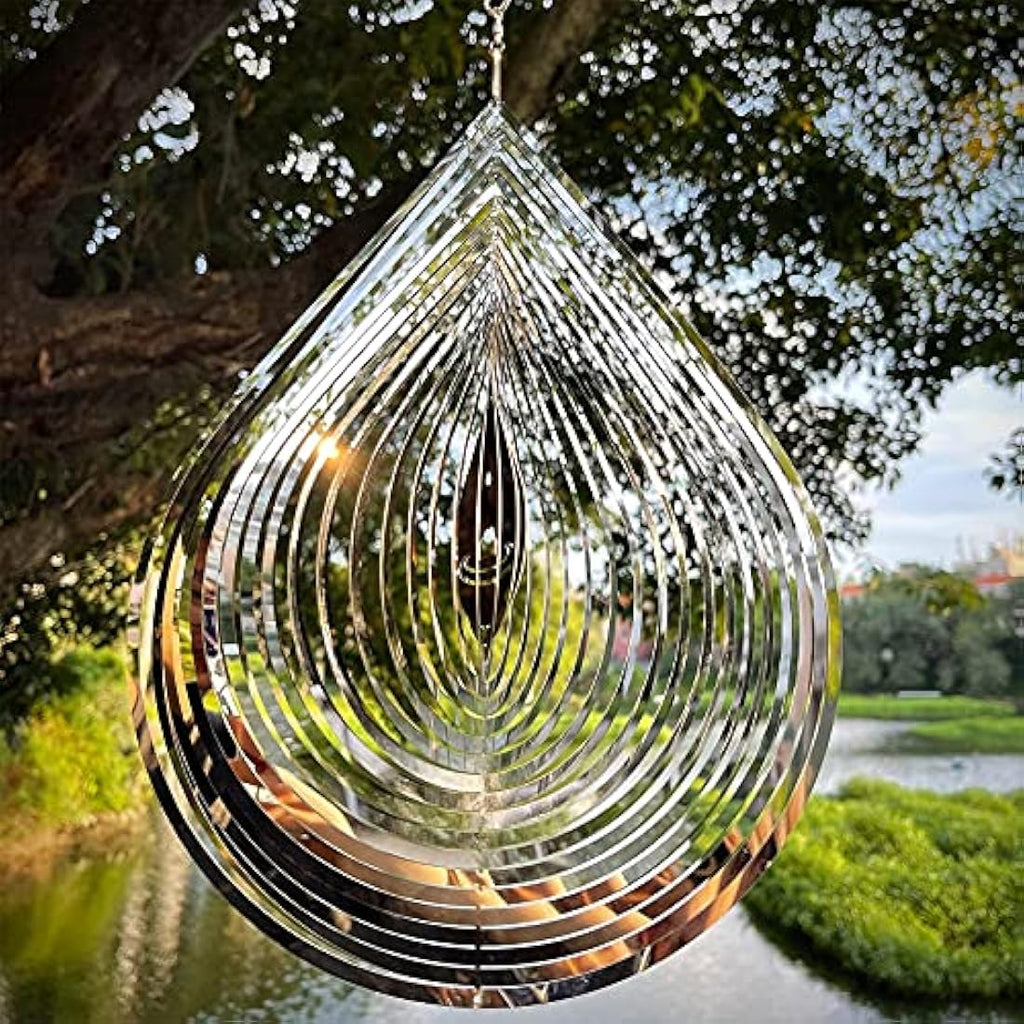 12" 3D Stainless Steel Wind Spinner – Metal Garden Sculpture