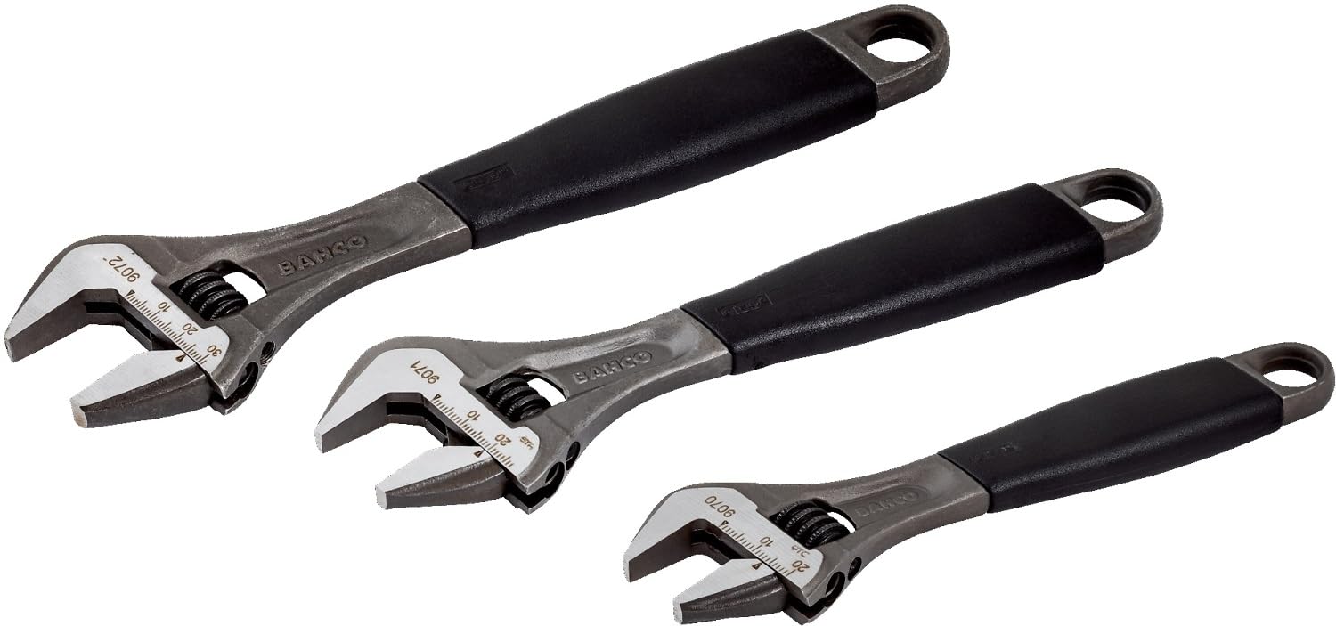 Bacho Alloy Steel Metric Adjustable Wrench Set - 3 Piece (9070P/71P/72P)