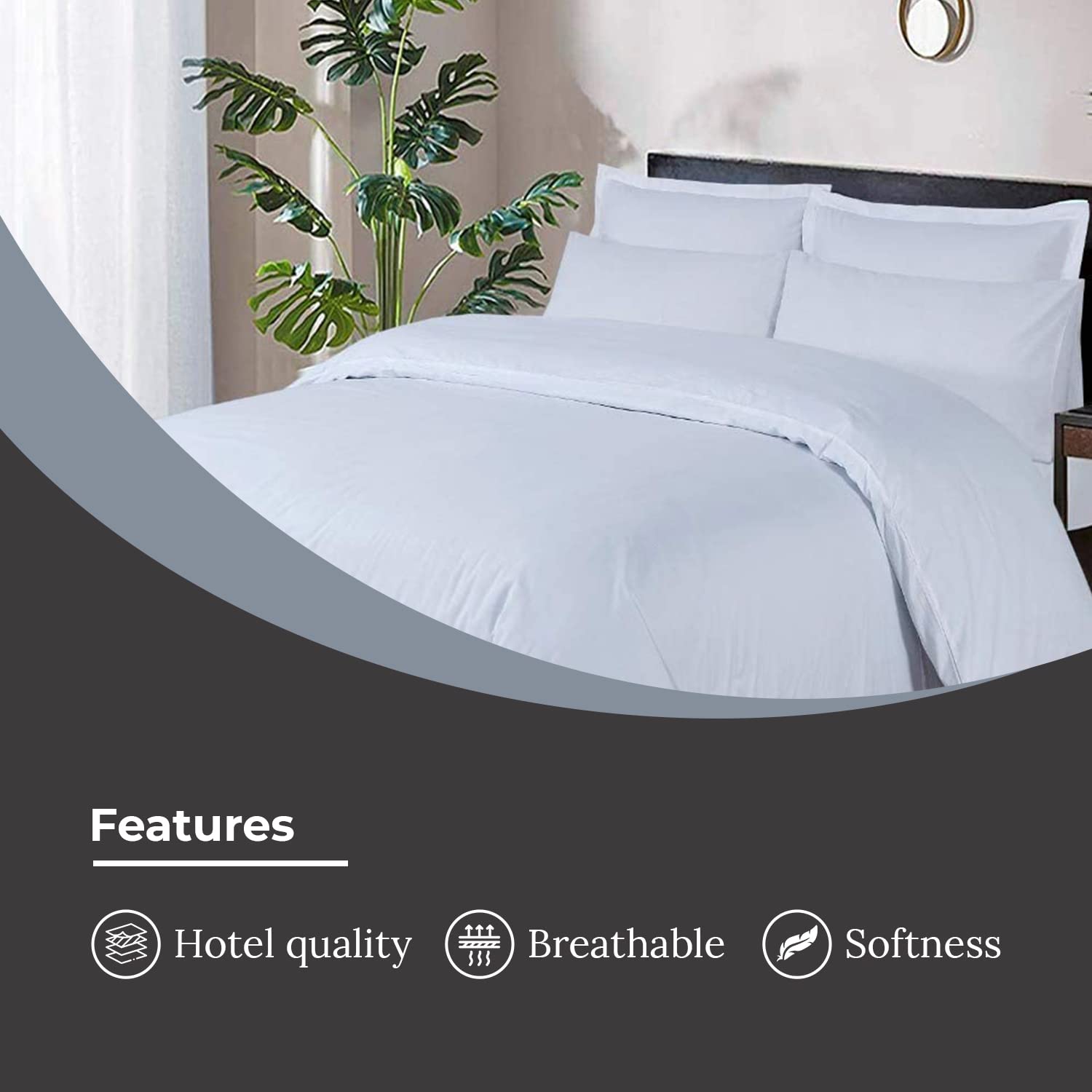 DTEX HOMES 800 Thread Count Egyptian Cotton King Duvet Cover Set | White