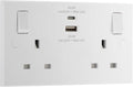 BG Electrical 45W Double Wall Socket | Fast USB A & C Ports | White