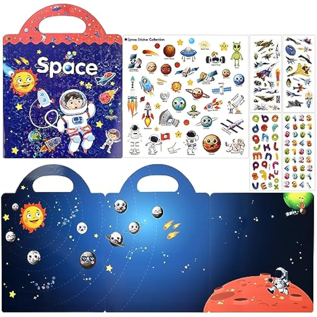 Jolof Store Space 3D Puffy Sticker Book – 88 Pcs Reusable Sensory Toy