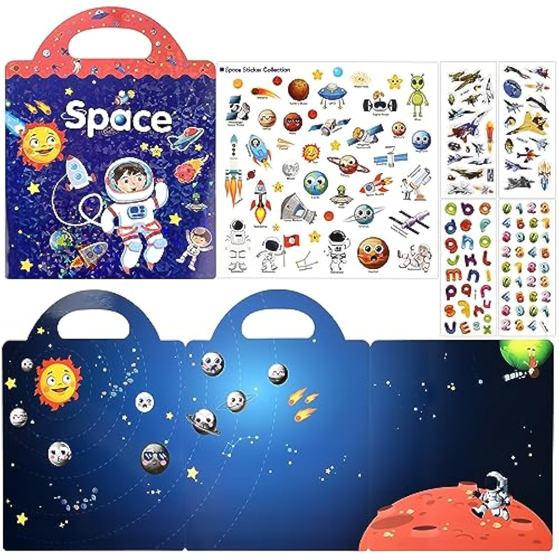 Jolof Store Space 3D Puffy Sticker Book – 88 Pcs Reusable Sensory Toy