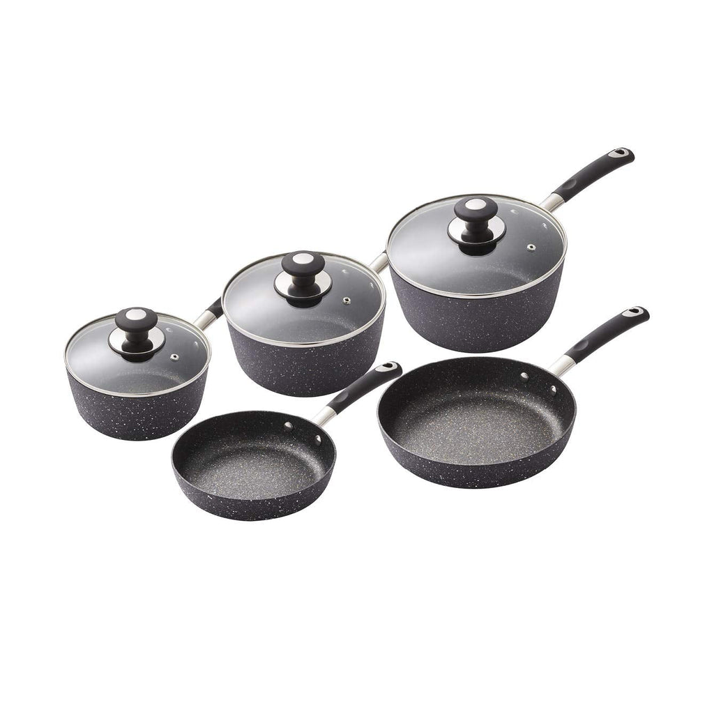 Tower Precision 5 Piece Non-Stick Pan Set | Black Diamond Coating