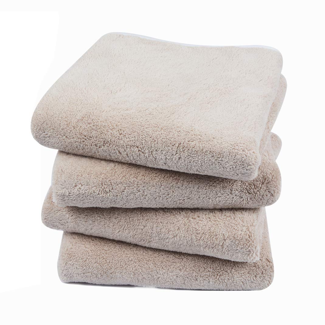 KinHwa Microfibre Hand Towels – 4 Pack Super Absorbent 40x76cm Brown