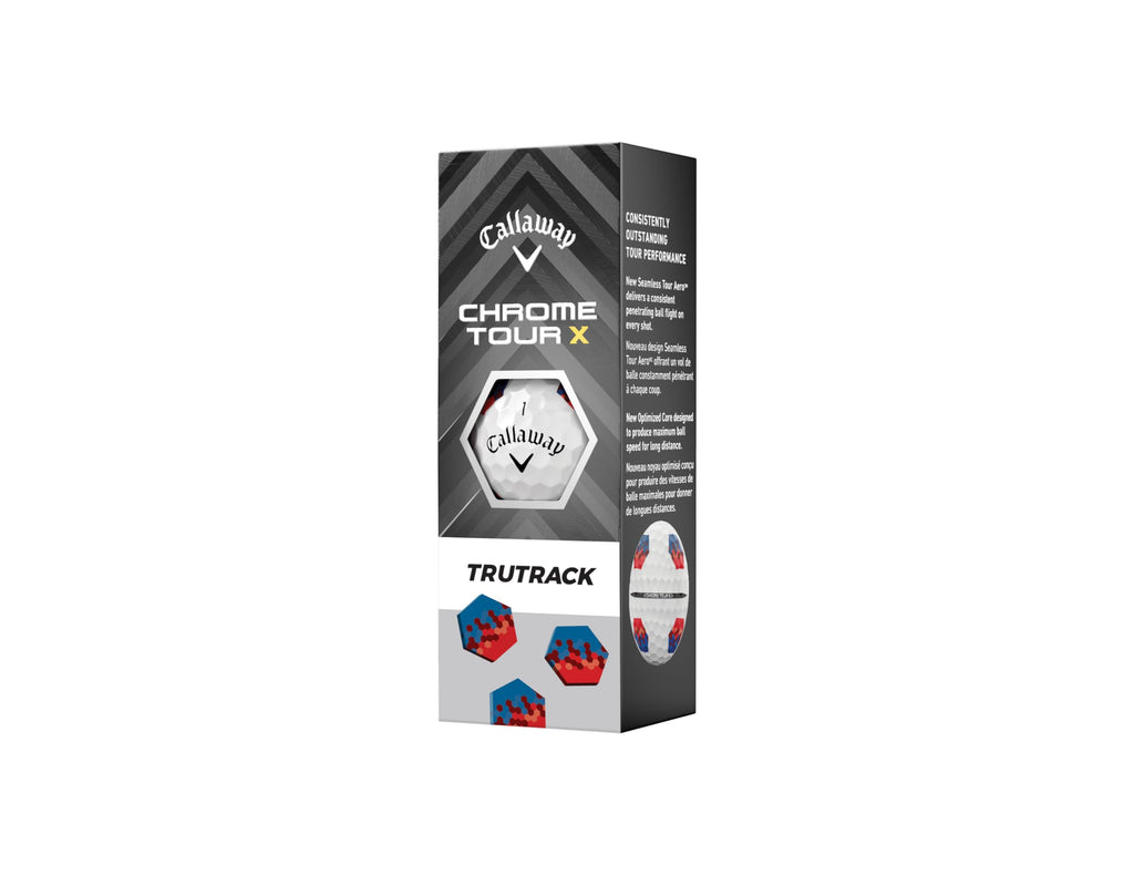 Callaway Chrome Tour X 2024 Golf Balls - Tru Track Blue/Red Pattern