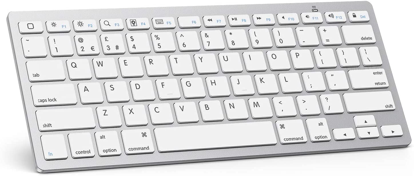 OMOTON Bluetooth Wireless Keyboard for iPad & iPhone, UK Layout, Silver
